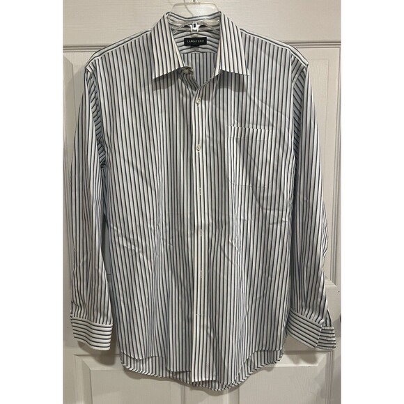 Lands' End Men’s No Iron Pinpoint Oxford Button Down 17.5 - 35 Dress Shirt - Picture 1 of 11